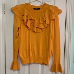 Sugar+Lips Harvard Ruffle Yellow Sweater Size XS